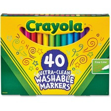 Crayola 40 Ultra-Clean Fine Line Washable Markers - Assorted - 40 / Set