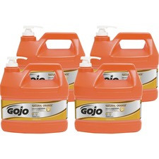 Gojo Natural Orange Smooth Hand Cleaner - Citrus Scent - 1 gal (3.8 L) - Pump Bottle Dispenser - Soil Remover, Dirt Remover, Grease Remover - Hand - Orange - 4 / Carton
