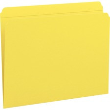 Smead Colored Straight Tab Cut Letter Recycled Top Tab File Folder - 8 1/2" x 11" - 3/4" Expansion - Yellow - 10% Recycled - 100 / Box
