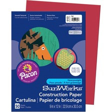SunWorks Construction Paper - Multipurpose - 12"Width x 9"Length - 50 / Pack - Red - Groundwood