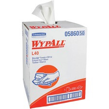 Wypall L40 Dry-Up Towels - 19.50" x 42" - 200 Sheets/Roll - White, Blue - Hydroknit - Absorbent, Strong, Soft - For Multipurpose - 200 / Carton