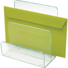 Lorell Acrylic Mini File Sorter - Desktop - Durable, Lightweight, Non-skid - Clear, Green - Acrylic - 1 Each