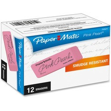 Paper Mate Pink Pearl Eraser - Pink - Rubber - 12 / Box - Self-cleaning, Tear Resistant, Smudge-free, Soft, Pliable
