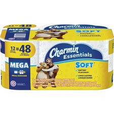 Charmin Essentials Soft Tissue - 2 Ply - 352 Sheets/Roll - White - Soft, Long Lasting, Absorbent, Clog-free, Septic-free - For Toilet - 12 / Pack