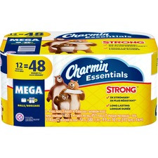 Charmin Essentials Toilet Paper - 1 Ply - 451 Sheets/Roll - White - Strong, Long Lasting, Clog Safe, Septic Safe - For Toilet - 12 / Pack