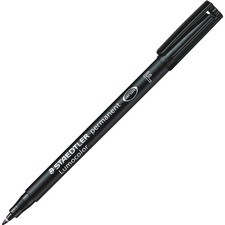 Lumocolor Quick-drying Fine Point Permanent Markers - Fine Marker Point - 0.6 mm Marker Point Size - Black - Black Polypropylene Barrel - 10 / Box