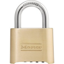Master Lock Resettable Combination Lock - 4 Digit - 0.31" Shackle Diameter - Brass - Brass - 1 Each