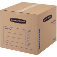 SmoothMove Basic Moving Boxes, Medium - Internal Dimensions: 18" Width x 18" Depth x 16" Height - External Dimensions: 18.3" Width x 18.3" Depth x 16.4" Height - Medium Duty - Corrugated - Kraft, Black - Recycled - 20 / Carton