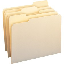 Smead 1/3 Tab Cut Letter Recycled Top Tab File Folder - 8 1/2" x 11" - 3/4" Expansion - Top Tab Location - Assorted Position Tab Position - Manila - Manila - 100% Recycled - 100 / Box