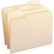 Smead 1/3 Tab Cut Letter Recycled Top Tab File Folder - 8 1/2" x 11" - 3/4" Expansion - Top Tab Location - Assorted Position Tab Position - Manila - Manila - 10% Recycled - 100 / Box
