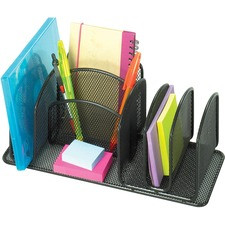 Safco Onyx Deluxe Desktop Organizer - 12.6" Height x 4.3" Width x 4.3" Depth - Black - Steel - 1 Each