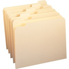 Smead 1/5 Tab Cut Letter Recycled Top Tab File Folder - 8 1/2" x 11" - 3/4" Expansion - Top Tab Location - Assorted Position Tab Position - Manila - Manila - 10% Recycled - 100 / Box