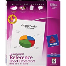 Avery Non-Glare Heavyweight Sheet Protectors - For Letter 8 1/2" x 11" Sheet - Clear - Polypropylene - 50 / Box