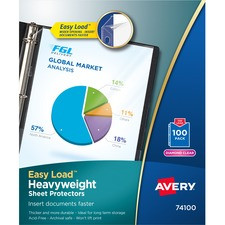 Avery Heavyweight Sheet Protectors -Acid-free, Archival-safe, Top-loading - 1 x Sheet Capacity - For Letter 8 1/2" x 11" Sheet - 3 x Holes - 3 x Rings - Ring Binder - Top Loading - Rectangular - Diamond Clear - Polypropylene - 100 / Box
