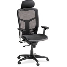 Lorell ErgoMesh Series High-Back Mesh Chair - Black Mesh Seat - Mesh Back - Plastic, Steel Frame - Black - 1 Each
