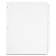 Cardinal Write 'N Erase Mylar Tab Dividers - 5 x Divider(s) - Write-on Tab(s) - 5 Tab(s)/Set - 9" Divider Width x 11" Divider Length - Letter - 8.50" Width x 11" Length - White Divider - White Mylar Tab(s) - 5 / Set