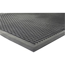 Genuine Joe Clean Step Scraper Floor Mats - Outside Entrance, Outdoor - 72" Length x 48" Width - Rubber - Black