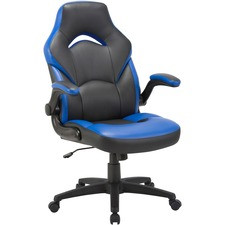 Lorell Bucket Seat High-back Gaming Chair - Black, Blue Seat - Black, Blue Back - 5-star Base - 28" Length x 20.5" Width x 47.5" Height
