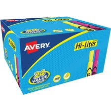 Avery Hi-Liter Desk-Style Highlighters - SmearSafe - Chisel Marker Point Style - Fluorescent Yellow, Fluorescent Pink Water Based Ink - 24 / Box