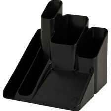 Business Source 5-compartment Desk Organizer - 5 Compartment(s) - 6" Height x 6" Width x 6" Depth - Desktop - 25% Recycled - Black - Plastic - 1 Each