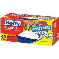 Hefty CinchSak 13 gal Tall Kitchen Bags - 13 gal - White - 6/Carton - 45 Per Pack - Garbage, Kitchen