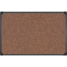 MasterVision Techcork Board - 48" Height x 36" Width - Brown Rubber Surface - Self-healing - Black Aluminum Frame - 1 Each