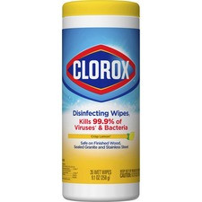 Clorox Disinfecting Cleaning Wipes - Bleach-Free - Ready-To-Use Wipe - Crisp Lemon Scent - 35 / Canister - 1 Each - Yellow