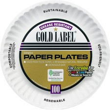 AJM Packaging Paper Dinnerware - Disposable - Microwave Safe - White - Paper Body - 100 / Pack