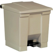 Rubbermaid Commercial Step-on Waste Container - 8 gal Capacity - 17.1" Height x 15.8" Width x 16.3" Depth - Plastic - Beige - 1 Each Each