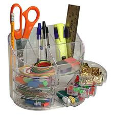 Officemate Plastic Double Supply Organizer - 11 Compartment(s) - Desktop - Clear - 1 Each