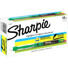 Sharpie Accent Highlighter - Liquid Pen - Micro Marker Point - Chisel Marker Point Style - Fluorescent Green Pigment-based Ink - 1 / Dozen