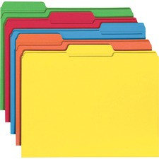 Smead Colored 1/3 Tab Cut Letter Recycled Top Tab File Folder - 8 1/2" x 11" - 3/4" Expansion - Top Tab Location - Assorted Position Tab Position - Blue, Green, Orange, Yellow - 10% Recycled - 100 / Box