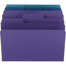 Smead SuperTab 1/3 Tab Cut Letter Recycled Top Tab File Folder - 8 1/2" x 11" - 3/4" Expansion - Top Tab Location - Assorted Position Tab Position - 2 Divider(s) - Paper - Teal, Purple, Navy - 10% Recycled - 3 / Pack