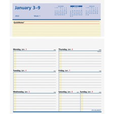 At-A-Glance Flip-A-Week Desk Calendar Refill - Weekly - 1 Year - January 2023 till December 2023 - 1 Week Double Page Layout - 5 5/8" x 7" Sheet Size - Desktop - Yellow, Blue, Red - 1 Each