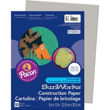 Prang Construction Paper - Painting and Drawing, Charcoal, Crayon, Mounting, Office Project - 0.40"Height x 12"Width x 9"Length - 50 / Pack - Gray - Paper