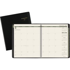 At-A-Glance 100% PCW Monthly Planner - Julian Dates - Monthly - January 2023 till January 2024 - 9" x 11" Sheet Size - Wire Bound - Black - Simulated Leather - Tabbed, Address Directory, Phone Directory - 1 Each