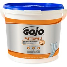 Gojo Fast Towels Hand/Surface Cleaner - 9" x 10" - White - Non-irritating, Pre-moistened, Disposable - For Hand - 225 - 2 / Carton