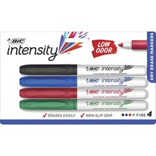 BIC Intensity Fine Point Whiteboard Marker - Fine Marker Point - Blue, Black, Red, Green - 4 / Pack