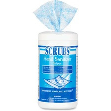 SCRUBS Hand Sanitizer Wipes - Blue, White - Antimicrobial, Abrasive, Non-scratching, Textured - 85 Per Bucket - 1 Each