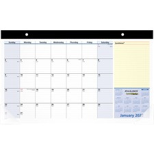 At-A-Glance QuickNotes Monthly Desk Pad - Julian Dates - Monthly - 13 Month - January 2023 till January 2024 - 1 Month Single Page Layout - 17 3/4" x 10 7/8" Sheet Size - Desktop - Black - Poly - 1 Each