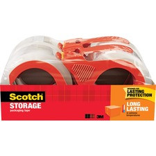 Scotch Long-Lasting Storage/Packaging Tape - 54.60 yd Length x 1.88" Width - 2.4 mil Thickness - 3" Core - Acrylic - Dispenser Included - 4 / Pack - Clear