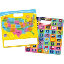 Ashley U.S. Map/Flags Smart Poly Busy Board - 10.8" (0.9 ft) Width x 10.8" (0.9 ft) Height - Poly-coated Cardboard Surface - Square - 48 / Carton