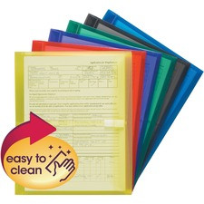 Smead Letter File Pocket - 8 1/2" x 11" - 200 Sheet Capacity - 1 1/4" Expansion - Poly - Blue, Green, Purple, Red, Smoke, Yellow - 6 / Pack