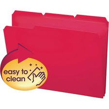 Smead InnDura 1/3 Tab Cut Letter Top Tab File Folder - 8 1/2" x 11" - 3/4" Expansion - Top Tab Location - Assorted Position Tab Position - Poly - Red - 24 / Box