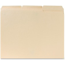 Business Source 1/3 Tab Cut Letter Recycled Classification Folder - 8 1/2" x 11" - 3/4" Expansion - Top Tab Location - Assorted Position Tab Position - Manila, Stock - 10% Recycled - 100 / Box