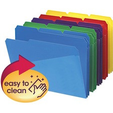 Smead 1/3 Tab Cut Letter Top Tab File Folder - 8 1/2" x 11" - 3/4" Expansion - Top Tab Location - Assorted Position Tab Position - Poly - Blue, Green, Red, Yellow, Purple - 30 / Box