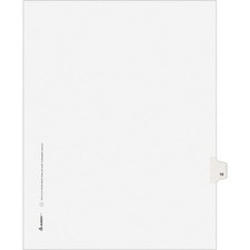 Avery Individual Legal Exhibit Dividers - Avery Style - 1 Printed Tab(s) - Digit - 18 - 1 Tab(s)/Set - 8.5" Divider Width x 11" Divider Length - Letter - White Paper Divider - Paper Tab(s) - 25 / Pack