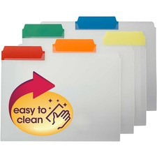 Smead 1/3 Tab Cut Letter Top Tab File Folder - 8 1/2" x 11" - Top Tab Location - Assorted Position Tab Position - Poly - Blue, Red, Green, Yellow, Orange - 25 / Box