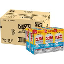 Glad ForceFlexPlus Tall Kitchen Drawstring Trash Bags - Fresh Clean with Febreze Freshness - 13 gal - 24.02" Width x 24.88" Length x 0.78 mil (20 Micron) Thickness - Gray - Ply - 6/Carton - 34 Per Box - Kitchen