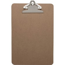 Business Source Standard Metal Clip Clipboard - Standard - 6" x 9" - Hardboard - Brown - 1 Each